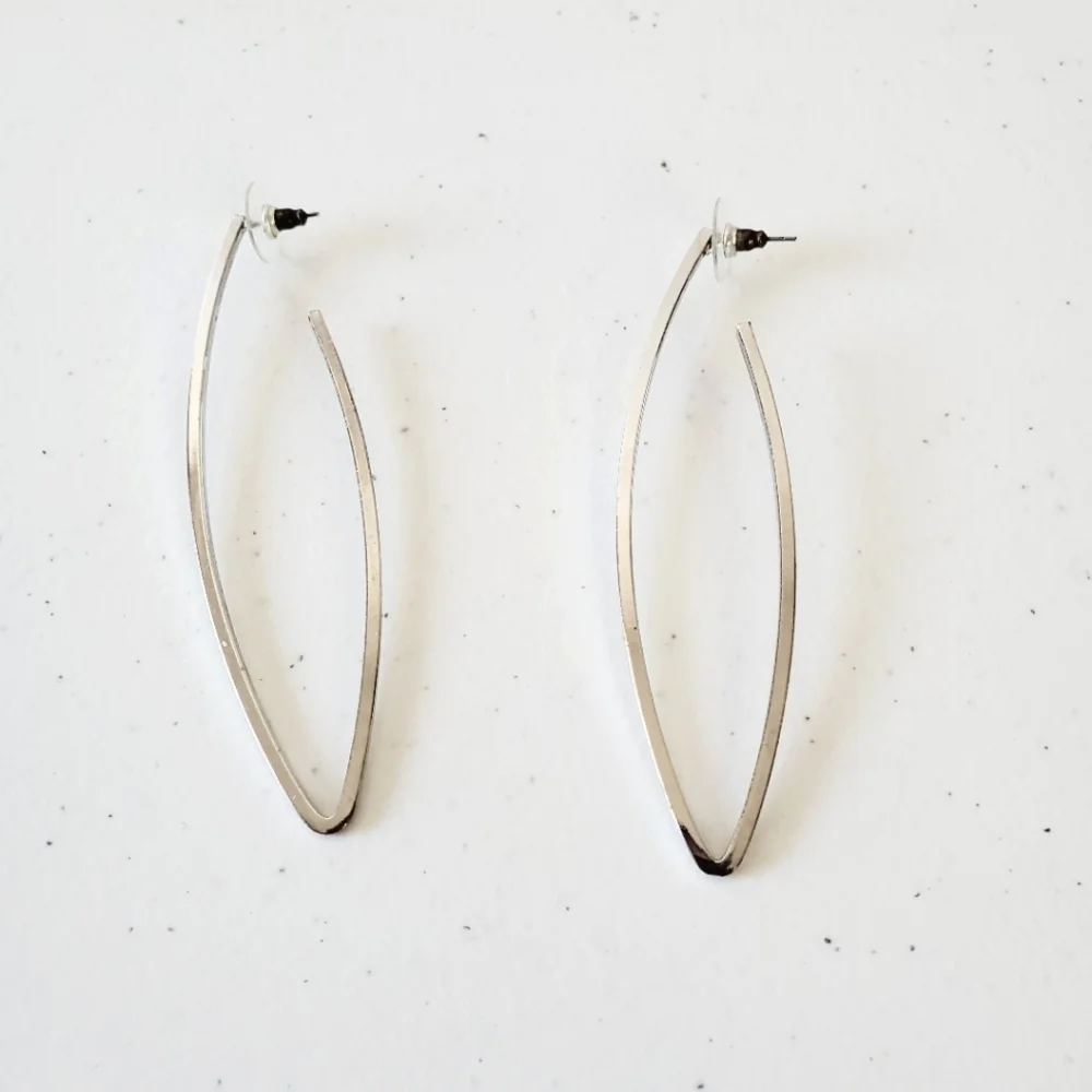 Silver-toned Geometric Long‎ Earrings One Pair
